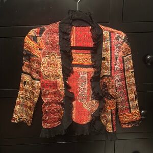 Vintage silk satin handmade stretching  XS top